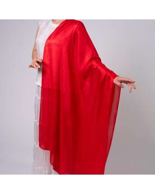 Silk and Bears Red Mulberry Silk Scarf – Handwoven & Hand-Dyed Sheer Shawl