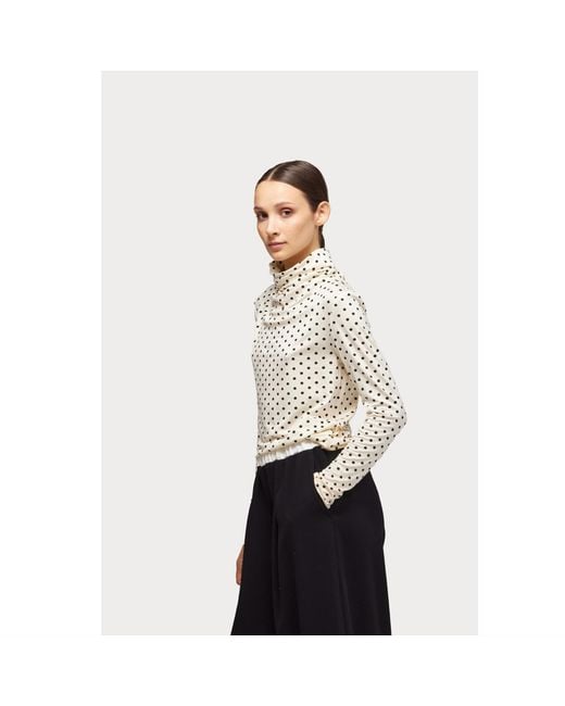 Julia Allert Natural Neutrals Basic Long Sleeve Top Polka Dot
