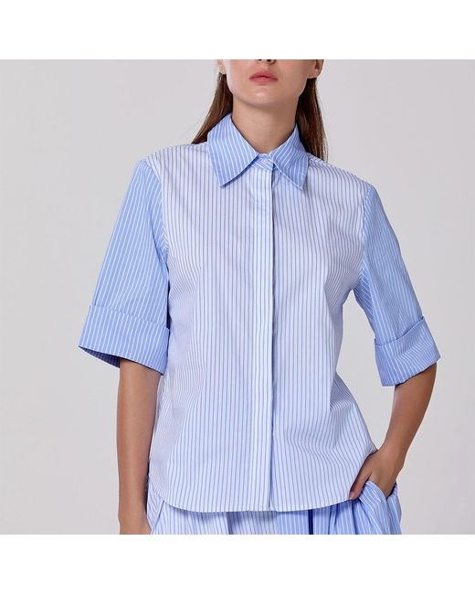 Smart and Joy Blue Two-Tone Cotton Shirt