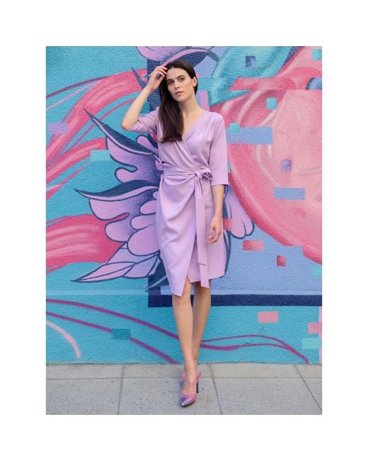 concept A trois Purple Wrap Light Cocktail Dress