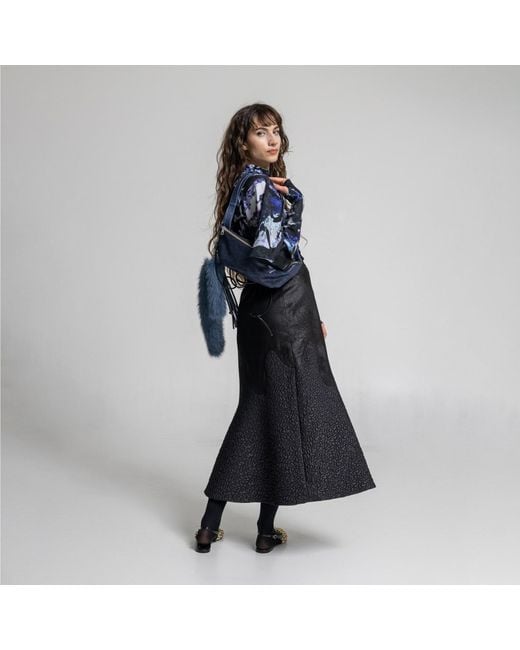 ARTISTA Blue Dark Crystal Printed Drape Top