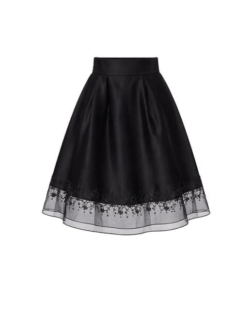 Smart and Joy Black Organza And Taffeta Skirt With Lace Trim