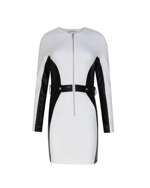 Circular Path Black Panel Denim Bodycon Dress