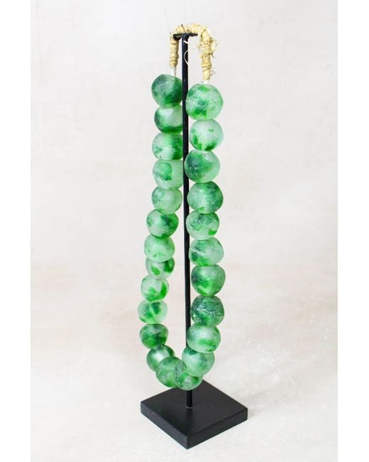 Botanical Boys Green Ghana Glass Beads Necklace, & Eight Five Twenty Six