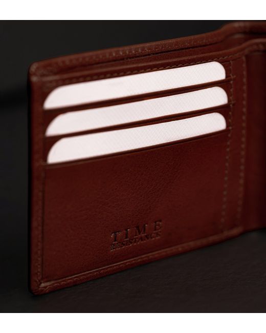 Time Resistance Purple Leather Bifold Wallet for men