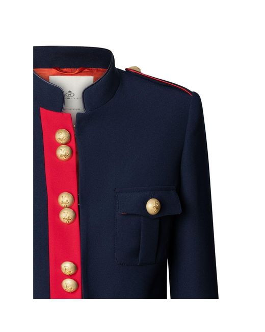 The Extreme Collection Blue Military Jacket With Epaulets And Buttons Claudia London