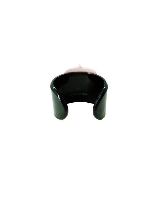 Gissa Bicalho Black Handmade Acrylic Bracelet Scarab Embroidered Candy