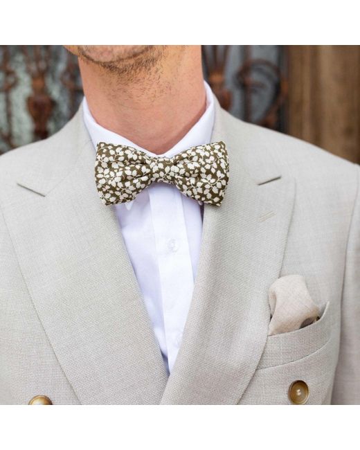 LE COLONEL Brown Khaki Liberty Glenjade Bow Tie for men