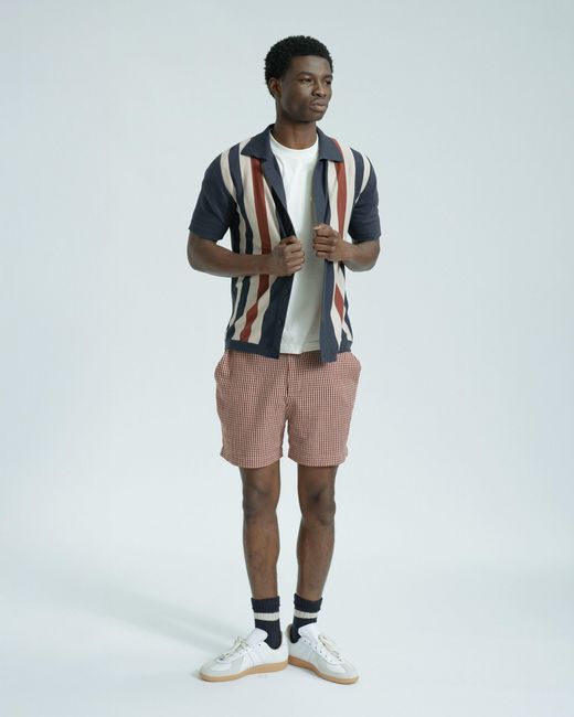 Far Afield Blue Velzy Simple Stripe Knit Shirt for men
