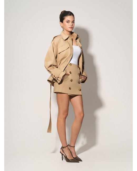 Tia Dorraine Natural Neutrals Oversized Belted Trench Jacket & Mini Skirt Set