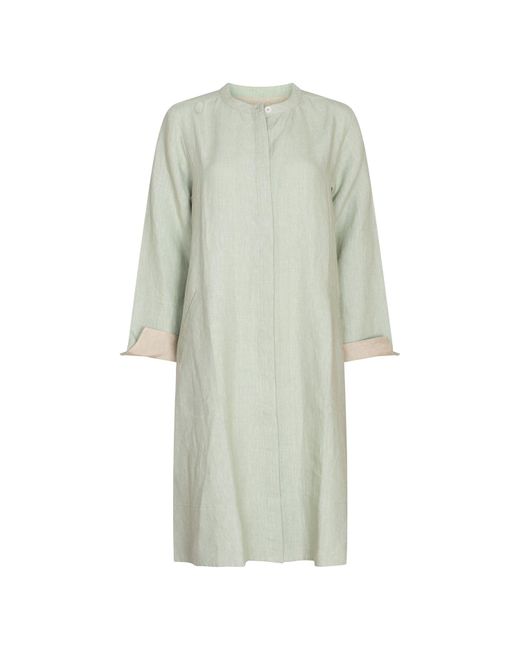 NoLoGo-chic Blue Sea Crest Print Tunic Classic Dress Linen