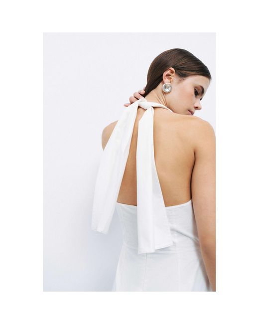 Nocturne White Backless Halter Neck Midi Dress – Off