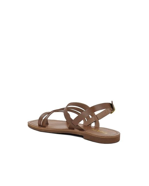 Rag & Co Brown Sloana Strappy Flat Sandals
