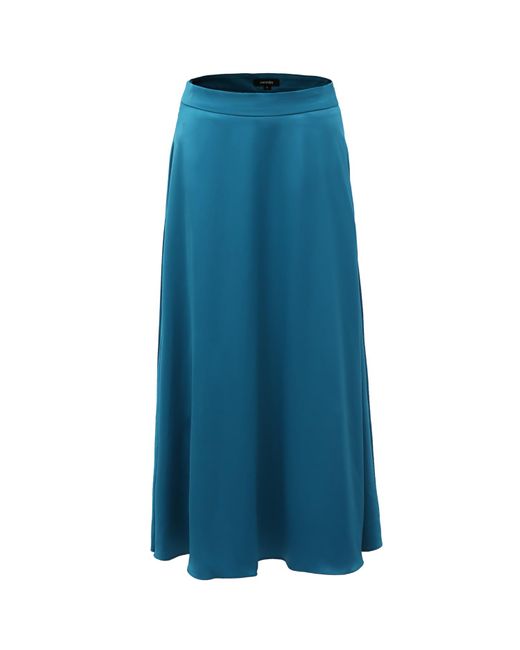 Smart and Joy Blue Flared Midi Satin Skirt