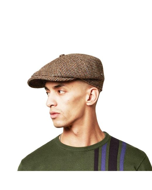 Dasmarca Hats Brown Harrison Heather Harris Tweed Newsboy Cap for men