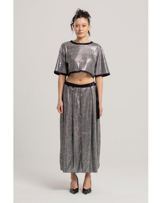 Pcfg Gray Sequin Skirt