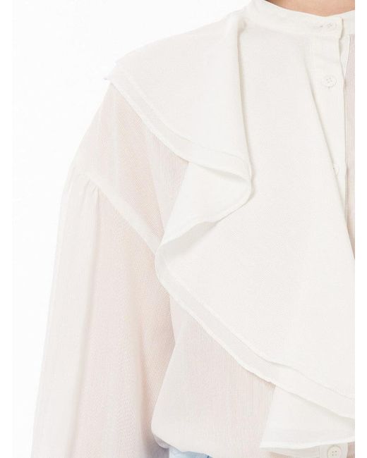 Sour Figs White Asymmetrical Ruffle Shirt
