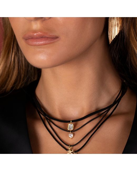 SHYMI Metallic Cord Necklace With Fancy Shape