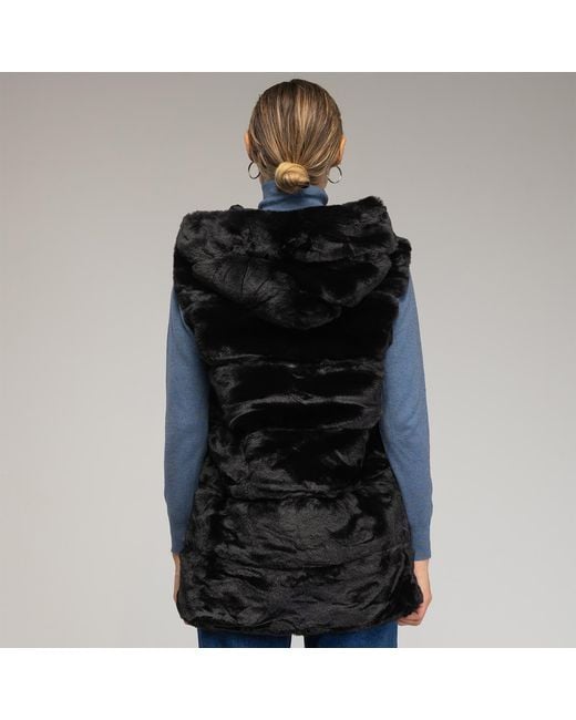 Tantra Spain Sl Black Fur Vest With Hood & Zipper Closure