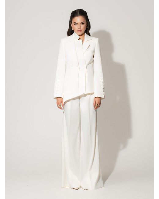 Tia Dorraine White Modern Power Asymmetric Tailored Blazer