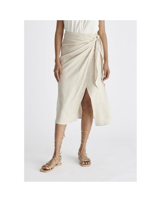 Paisie Natural Neutrals Linen Blend Wrap Skirt