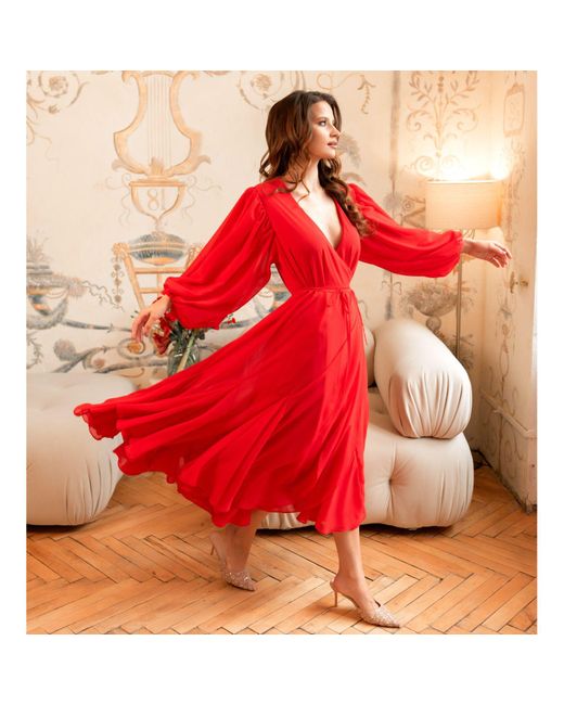 KÂfemme Chiffon Layered Boho Long Sleeve Dress