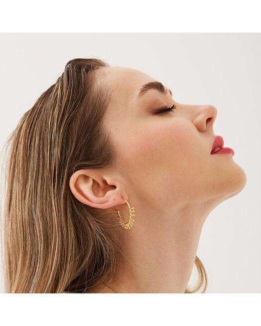 Spero London Metallic Sterling Crown Natural Textured Molten Large Hoop Earring
