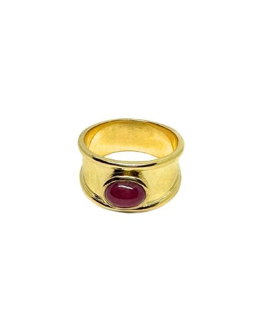 Tg-Jewellery by Tamara Gervasio Yellow Ruby Cabochon Ring Handmade