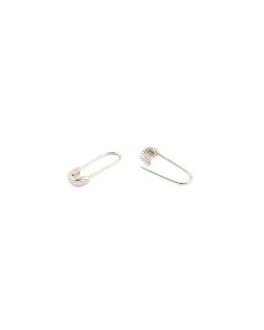 Kris Nations White Safety Pin Earrings Sterling
