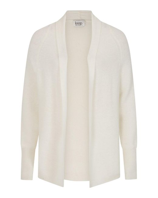 Loop Cashmere White Relaxed Edge To Edge Cardigan