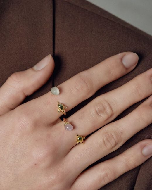 Freqnc Atelier Metallic Dolphin Ring Amethyst Adjustable