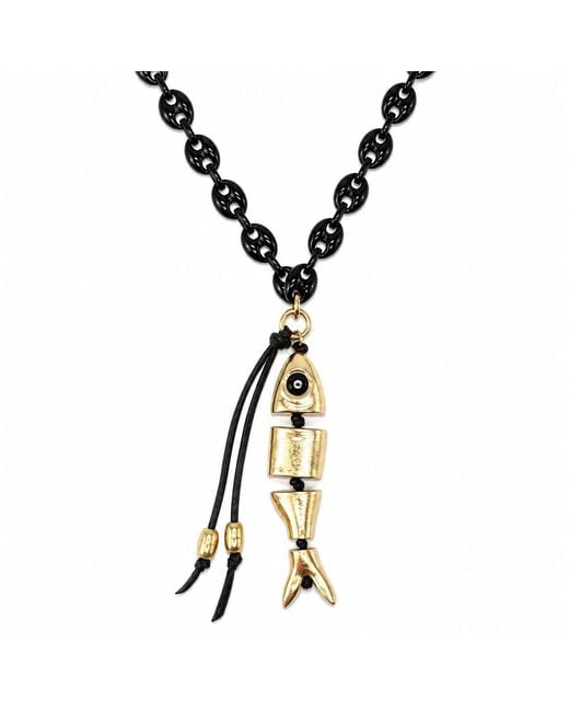 Persia Dona Jewelry Metallic Giant Fish X Link Necklace