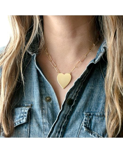 Kris Nations Natural Large Heart Pendant On Large Link Chain Filled