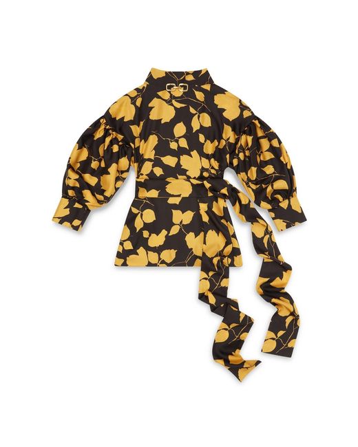 Amanda Thompson Couture Yellow Wren Blouse Silk & Floral