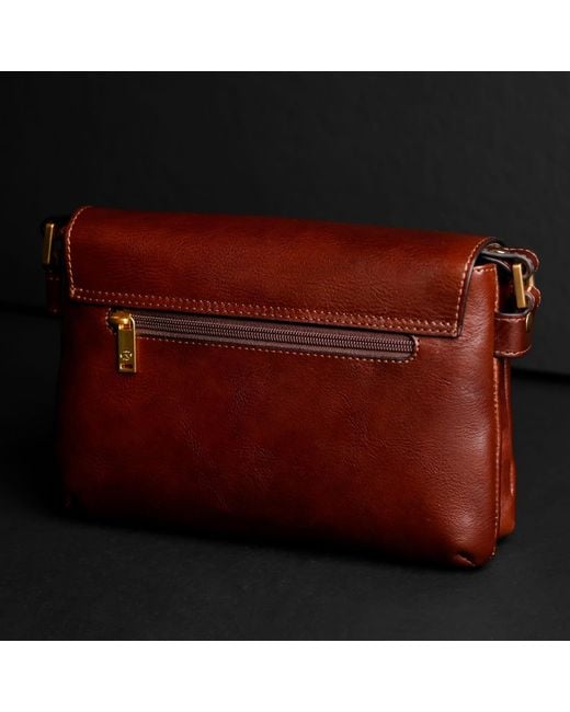 Time Resistance Brown Leather Cross Body Bag For