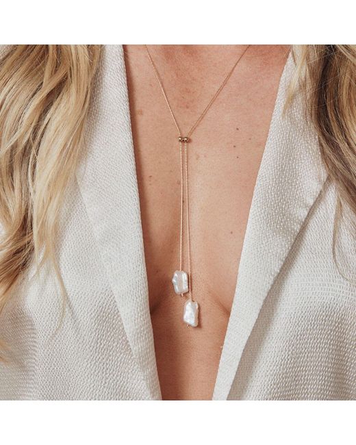 SET & STONES White Elliatt Lariat Necklace