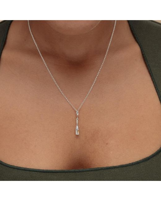 Lily Charmed Metallic Sterling Champagne Bottle Charm Necklace