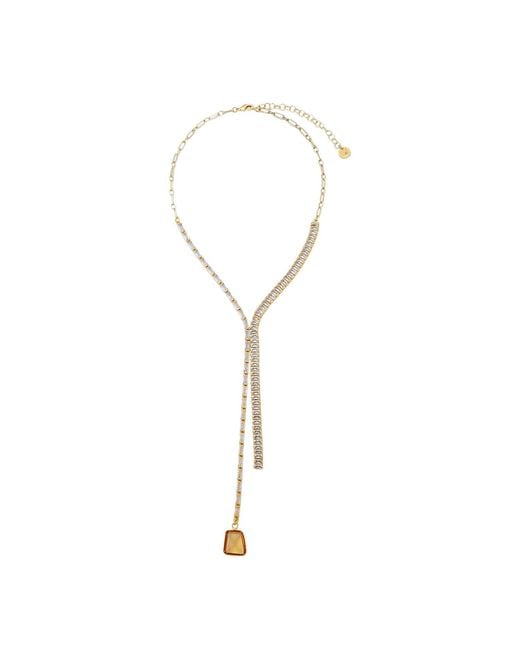 Rare Matters Jewelry Metallic Neutrals Golden Hour Clear Lariat Necklace