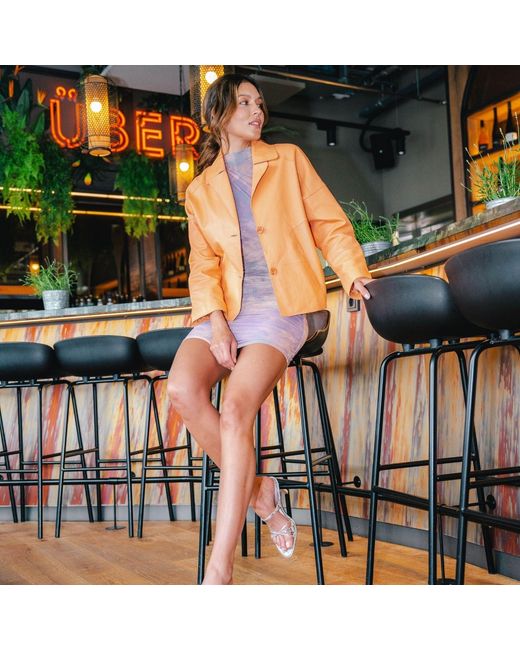Freaky Nation Orange Oversized Leather Blazer Jacket