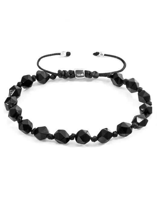 Anchor and Crew Black Agate Zebedee & Stone Beaded Macrame Bracelet for men