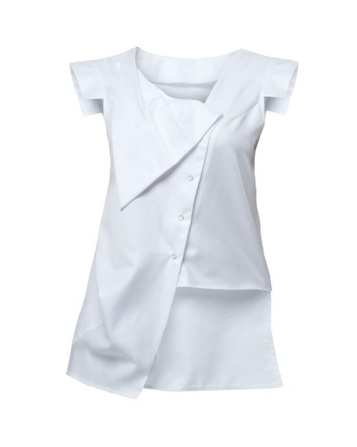 Metamorph Blue Asymmetrical Buttoned Top