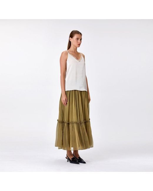 Smart and Joy Purple Boho-Style Ruffled Skirt With Elastic Waistband