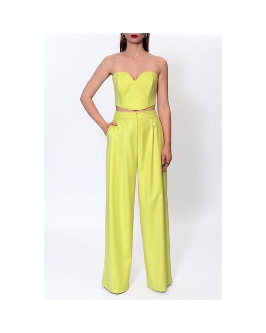 AGGI by HALEWSKI Yellow Ophelie Wild Lime Wide Suit Trousers