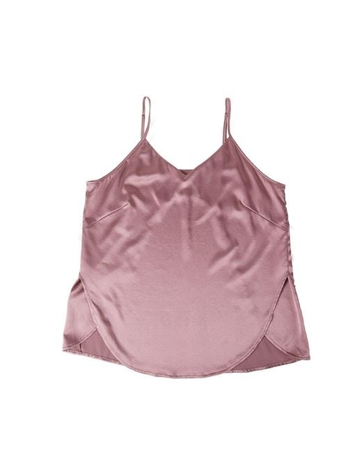 Soft Strokes Silk Purple Pure Mulberry Silk Petal Camisole, V Neck Spaghetti Strap Silk Charmeuse