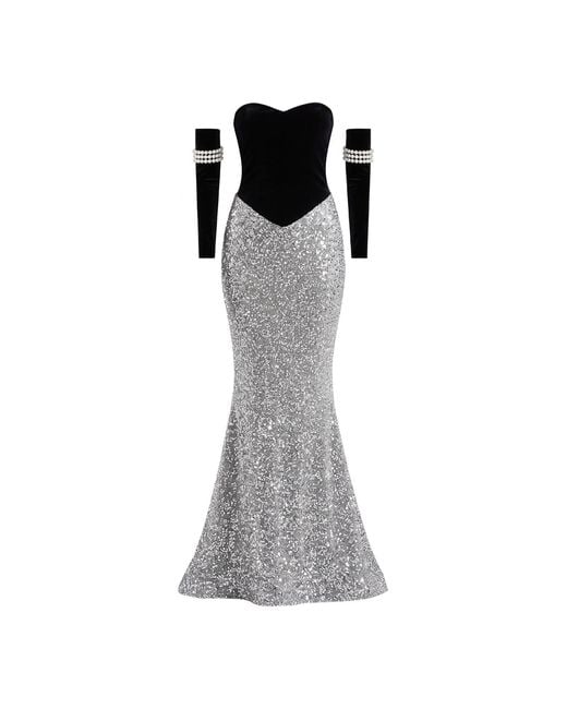 Nur Karaata Gray Pearl Affair Gown