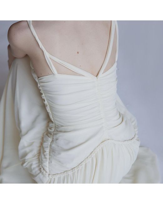 Belsize25 White Silent Mode Series – Silk Resort Dress With Hand-Woven Rope Straps