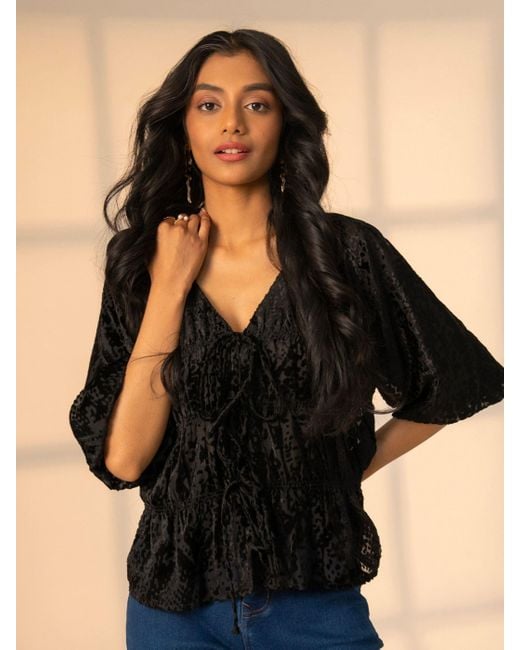 Rose & Nancy Blue Juniper Snake Velvet Blouse