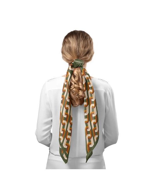 Le Parmentier Metallic Chain Motif Silk Square Scarf