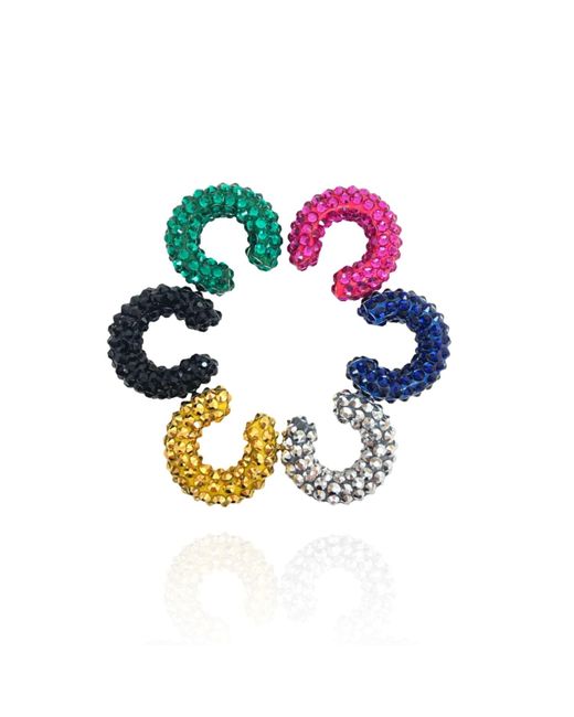 PINAR OZEVLAT Blue Crystallised Lily Ear Cuff Sapphire