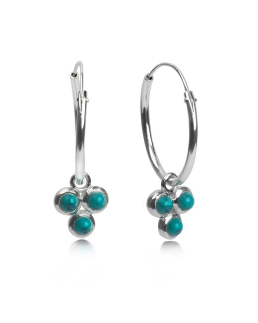 The Jewellery Store London Blue Hoop Earrings With Trilogy Charm